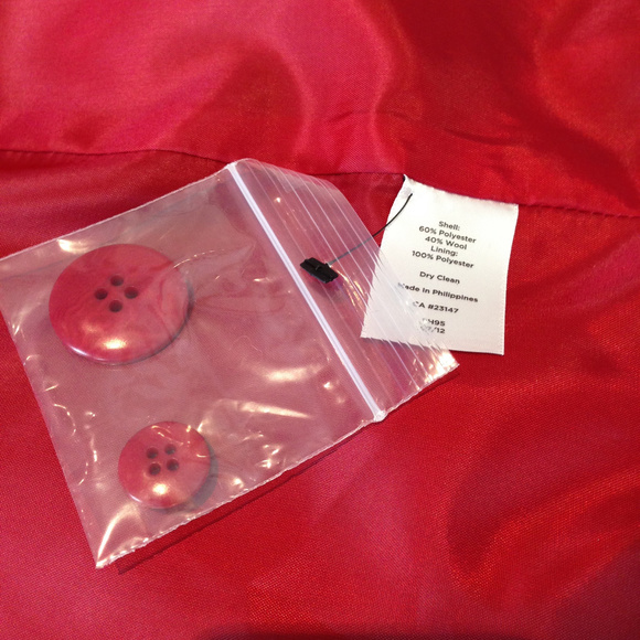 NWOT TALBOTS Red Wool Blend Coat Size 4 Never Worn - Picture 6 of 6